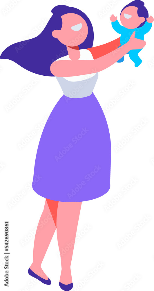 mother with little child flat illustration mother with little child flat illustration