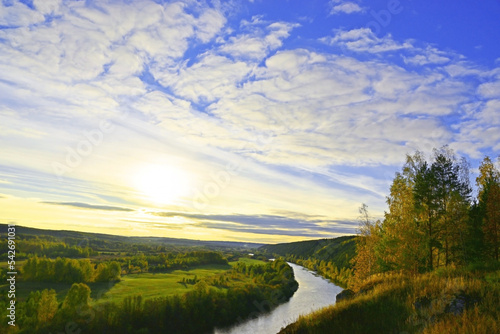 The Sylva River at the foot of the gypsum mountain Podkamennaya