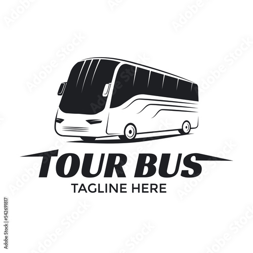 Tour and Travel bus vector logo illustration on white background