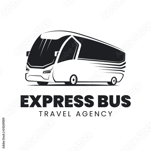 Express bus travel agency logo illustration on light background