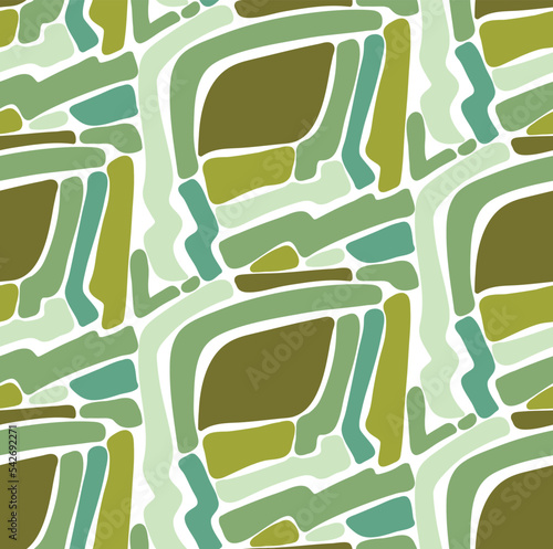 Abstract Hand Drawing Geometric Labyrint Camouflage Shapes Seamless Vector Pattern Isolated Background