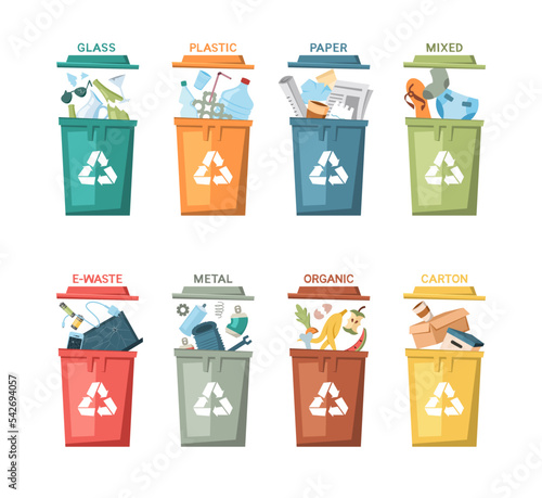 Eight bins for separate waste collection