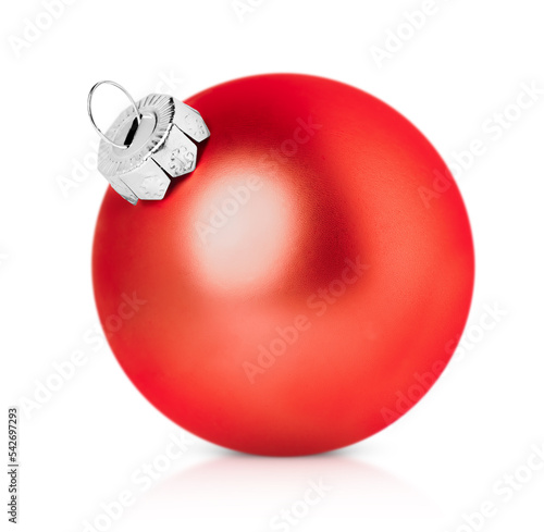 one red christmas ornament on a white isolated background © Ирина Гутыряк