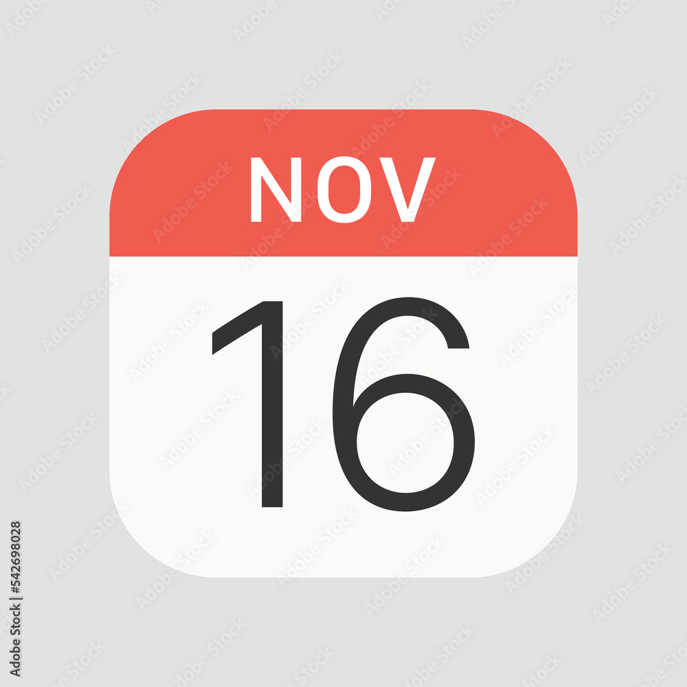 November 16 icon isolated on background. Calendar symbol modern, simple, vector, icon for website design, mobile app, ui. Vector Illustration November 16 icon isolated on background. Calendar symbol modern, simple, vector, icon for website design, mobile app, ui. Vector Illustration