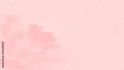 Pink soft pastel sky background with clouds, copy space, panorama