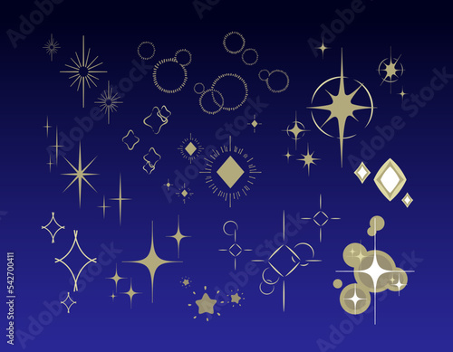 キラキラ輝く漫画効果の素材セット