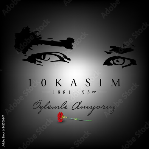 November 10, commemorative date, the death day of Mustafa Kemal Ataturk vector illustration. The first president of Turkish Republic. English: We remember with longing.