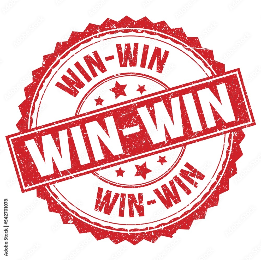 WIN-WIN text on red round stamp sign WIN-WIN text on red round stamp sign