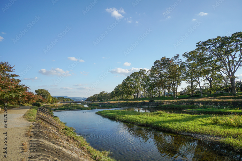 夕暮れの加茂川を歩く 京都市