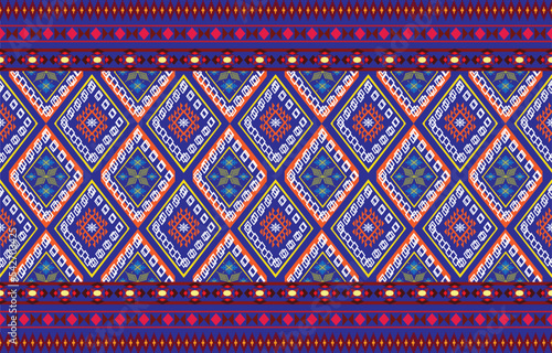 Gypsy pattern tribal ethnic motifs geometric seamless background. Doodle gypsy geometric shapes sprites tribal motifs clothing fabric textile print traditional design with triangles