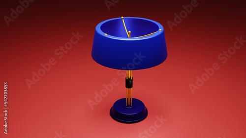3d rendered illustrated lamp yellow and blue color in red background
