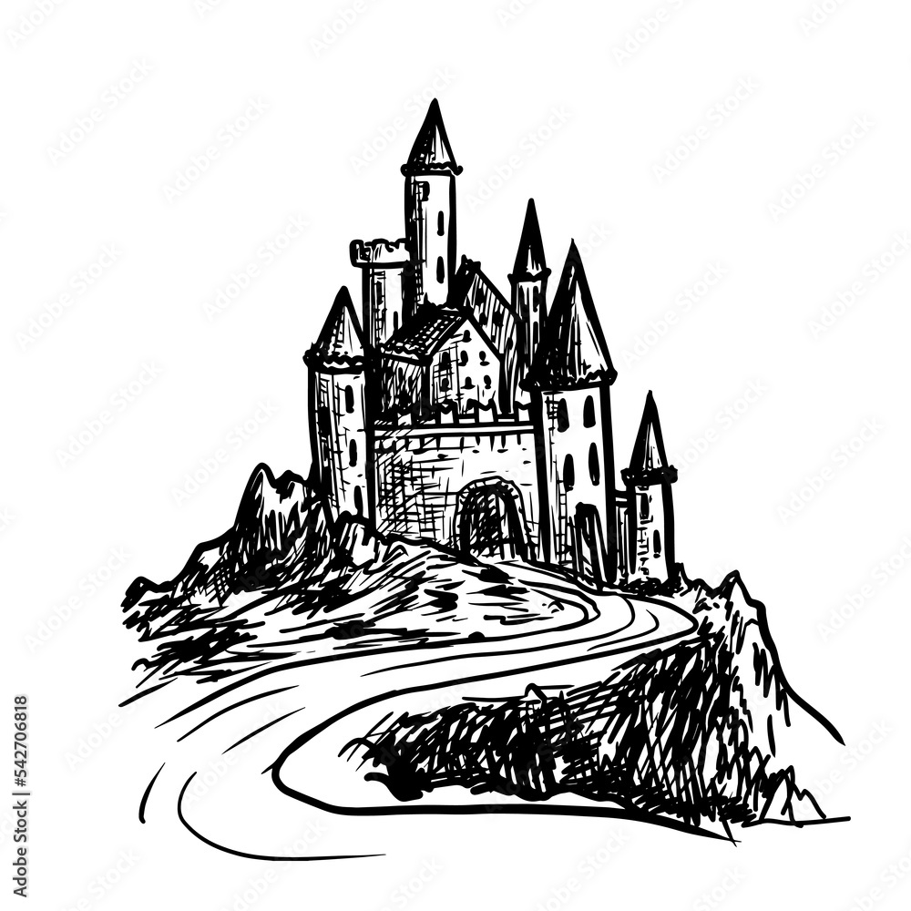 Medieval castle vector illustration on white background