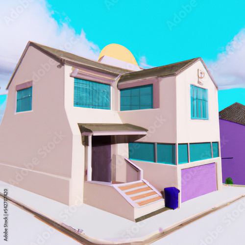 90s nineteens 1990s house architecture town graphic graphical colorful collage illustration