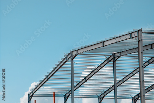 Obraz na plátne Steel frame commercial building under construction
