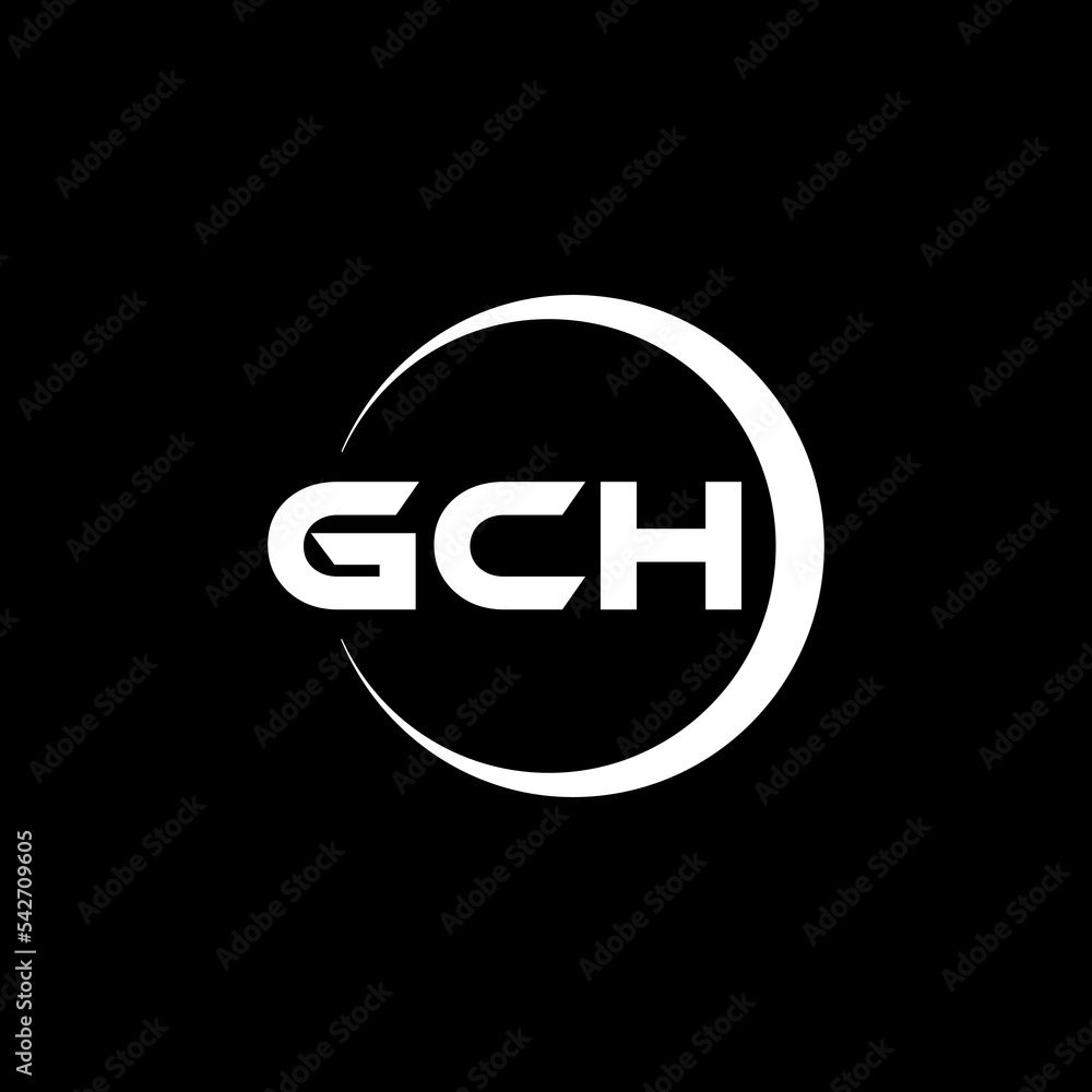 GCH letter logo design with black background in illustrator, cube logo, vector logo, modern alphabet font overlap style. calligraphy designs for logo, Poster, Invitation, etc.