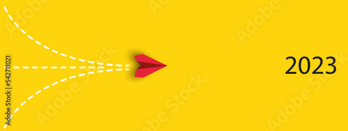 Red airplane going towards goal, plan, action. 2024 year plan idea concept. business creativity new idea discovery innovation technology.	