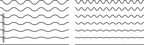 Wave line and wavy zigzag lines. PNG black underlines, smooth end squiggly horizontal, squiggles.