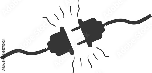 Electrical outlet with plug. Png. The concept of connecting and disconnecting. 404 connection error concept. Fumes from the outlet to the plug. Vector flat design