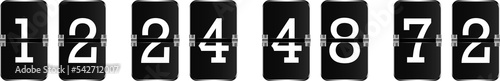 Scoreboard for account billing. PNG. Countdown numbers flip counter vector isolated set. Retro watch, flipchart or mechanical numbers from 0 to 9