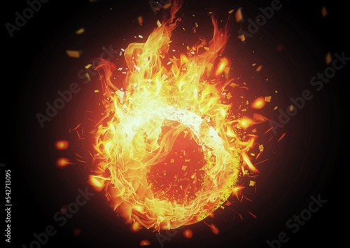fiery explosion on black background