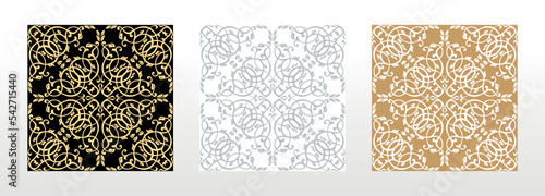 Wallpaper in the style of Baroque. Seamless vector background. Set of colored floral ornament. Graphic pattern for fabric, wallpaper, packaging. Ornate Damask flower ornament
