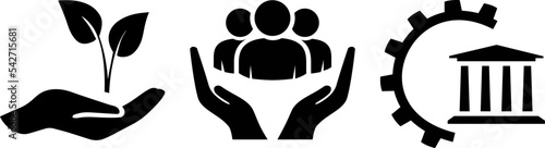 Environmental conservation, social and governance icons as ESG concept