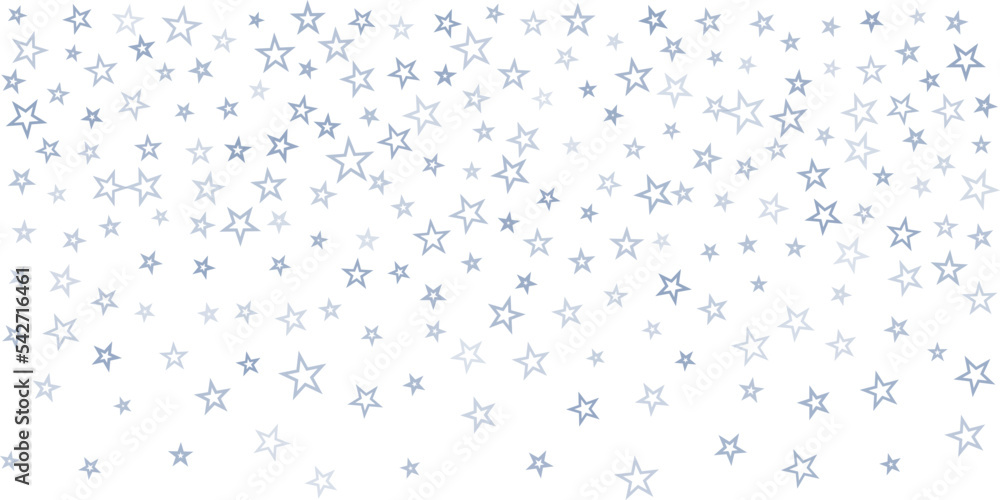 Silver stars vector background, sparkling Christmas confetti falling isolated on white. magic shining flying stars glitter backdrop, sparkle border