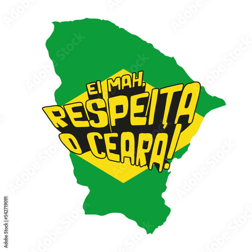 Mapa do Ceará com frase de Orgulho de ser Cearense Estilizada em Vetor 