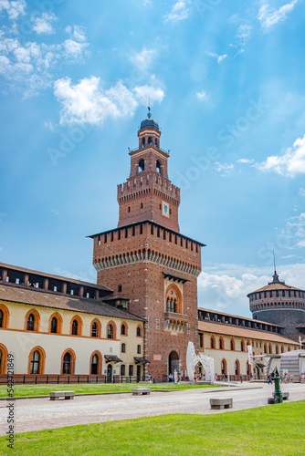 Sforzesco Castle and Medieval Fortress in the historical and museum downtown of Milan, Italy