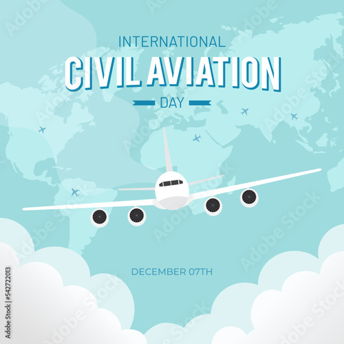 International Civil Aviation Day 7th December with air plane illustration