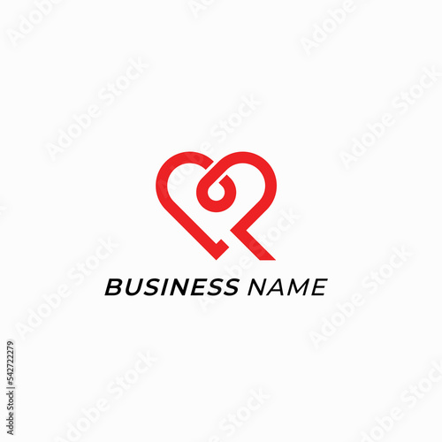 design logo combine love and letter R