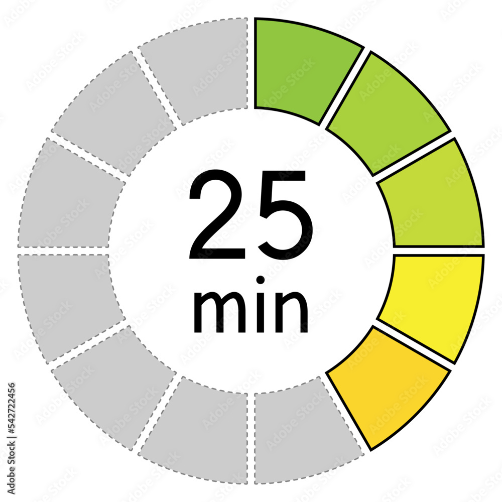 25 minutes with circle time pie diagram,concept of time,illustration ...