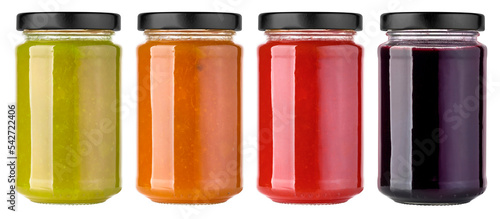 A set of isolated jam jars