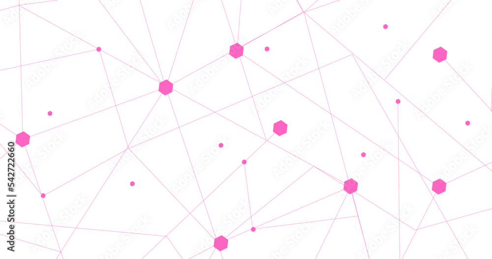 Pink network. Abstract connection on white background. Network technology background with dots and lines for desktop. Ai background. Abstract concept. Line background, network technology vector