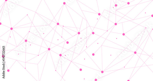 Pink network. Abstract connection on white background. Network technology background with dots and lines for desktop. Ai background. Abstract concept. Line background, network technology vector