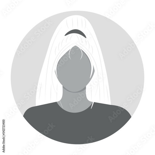 Woman avatar photo placeholder icon. High ponytail