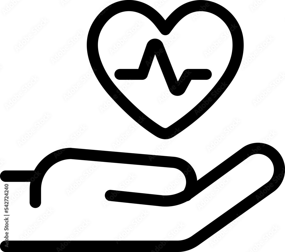 Heartbeat line heart cardio icon. Heart in hand Heartbeat line heart cardio icon. Heart in hand