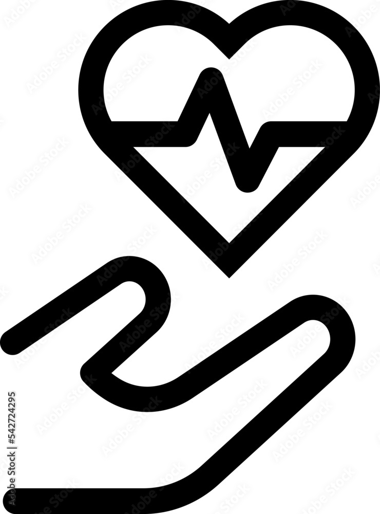 Heartbeat line heart cardio icon. Heart in hand Heartbeat line heart cardio icon. Heart in hand