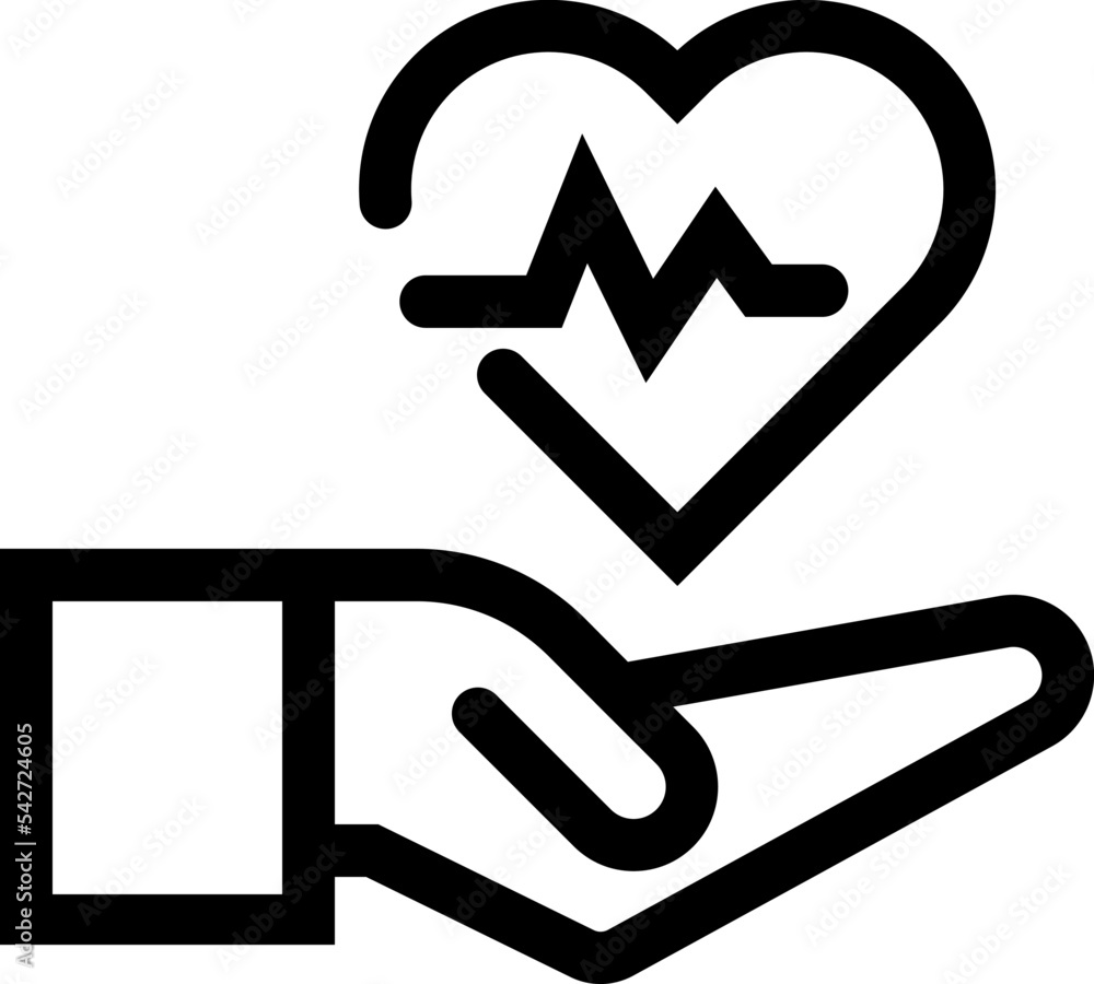 Heartbeat line heart cardio icon. Heart in hand Heartbeat line heart cardio icon. Heart in hand