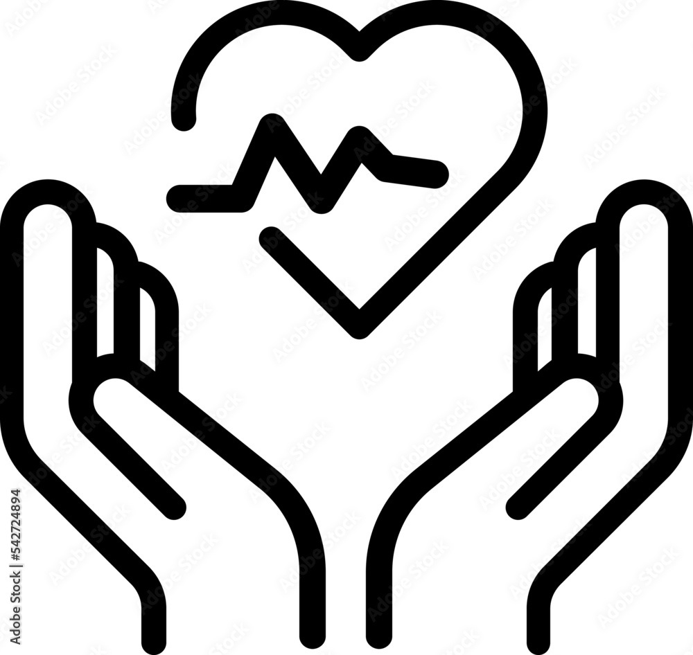 Obraz premium Heartbeat line heart cardio icon. Heart in hand