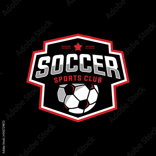 soccer badge vector template. football graphic illustration in badge emblem designs style.