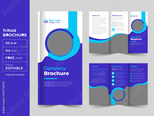 Blue corporate professional trifold brochure modern cover design template