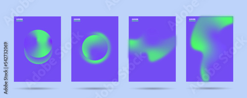 Cover design or poster template concept in modern minimal style for corporate identity, branding, social media advertising, promo. Minimalist poster design with dynamic fluid gradinet blur set