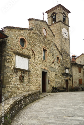 Church of San Michele in the ancient medieval village of Raggiolo, Tuscany, Italy