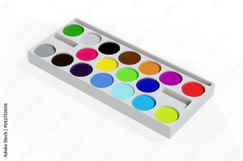 Paint cans color palette 3d render Paint cans color palette 3d render