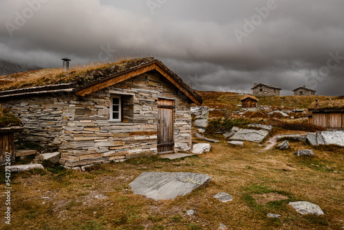 Fotografie autumn mountain landscape of Rondane National Park in Norway, Peer Gynt hytta