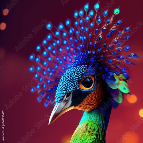 AI generated portrait of a beautiful peacock
