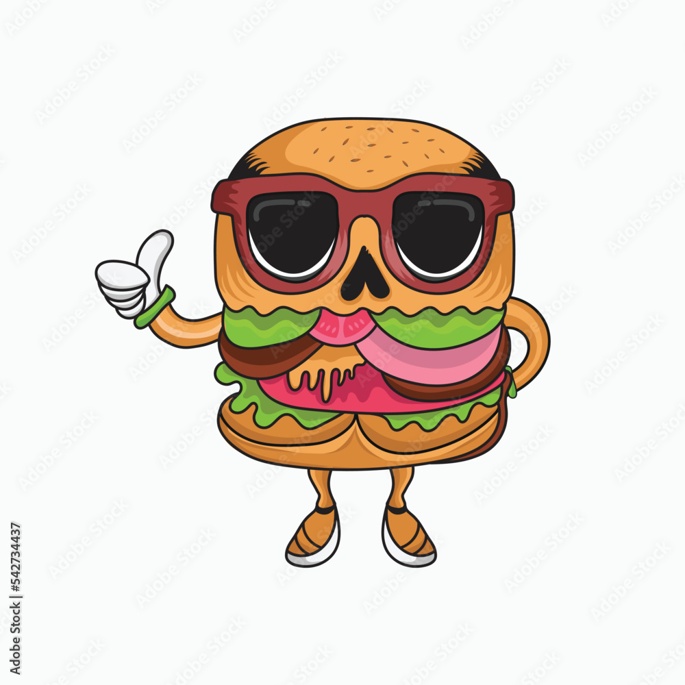 Burger with sunglass concept vector illustration Burger with sunglass concept vector illustration