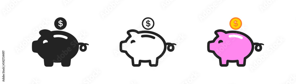 Pink piggy bank icon on white background. Piggybank in flat style. Investment concept. Save money, inflation, global economy crisis, business, symbol. Vector illustration.
Pink piggy bank icon on white background. Piggybank in flat style. Investment concept. Save money, inflation, global economy crisis, business, symbol. Vector illustration.