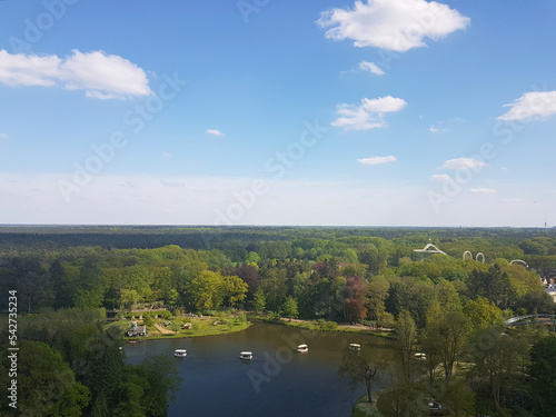 Beautiful aerial panorama of the Efteling Park, which is one of the oldest theme parks, Kaatsheuvel, Netherlands.